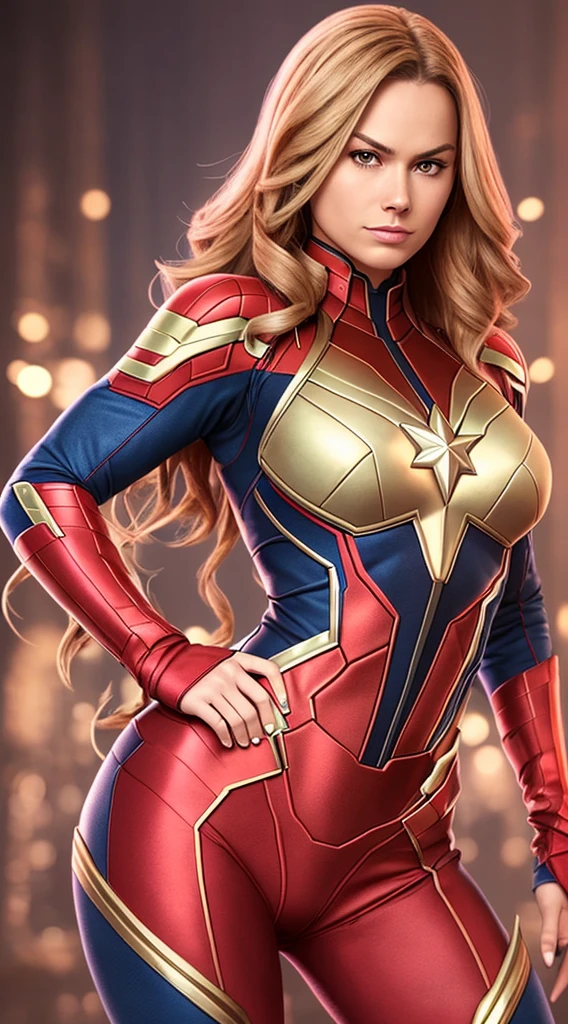 Very beautiful CaptainMarvel with handsome man having Nude full body image Pink skin Dark hair Realistic detailed face Detailed body Highly detailed Cgi 8k resolution --auto --s2
