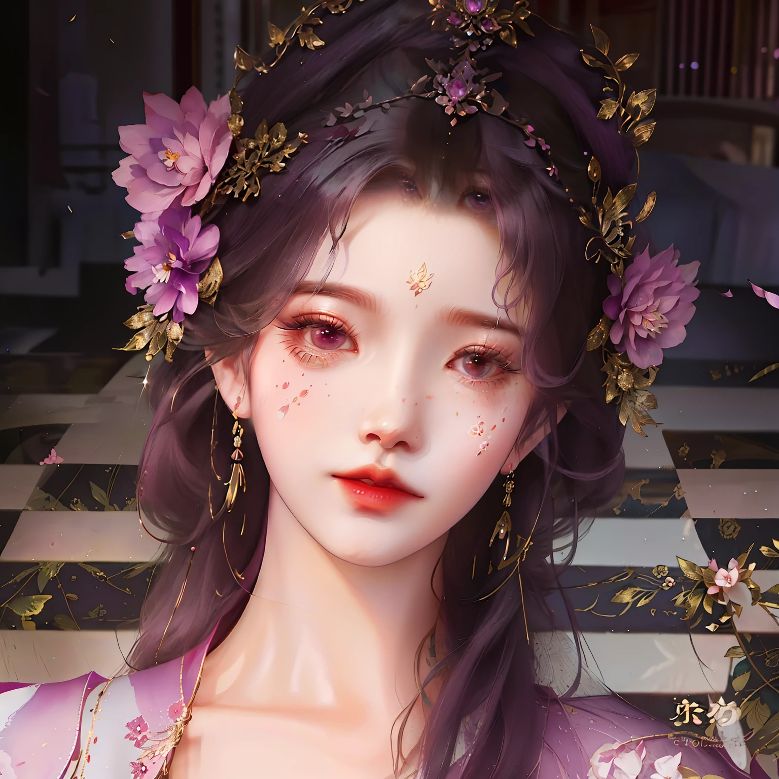 There was a woman，There is a flower in his hair, 3 d anime realistic, ((beautiful fantasy empress)), The animations are rich in detail, inspired by plum trees, beautiful fantasy empress, realistic anime 3D style, 8K high-detail face, The face is very detailed, smooth anime cg art, realistic young anime girl, High-detail facial animation