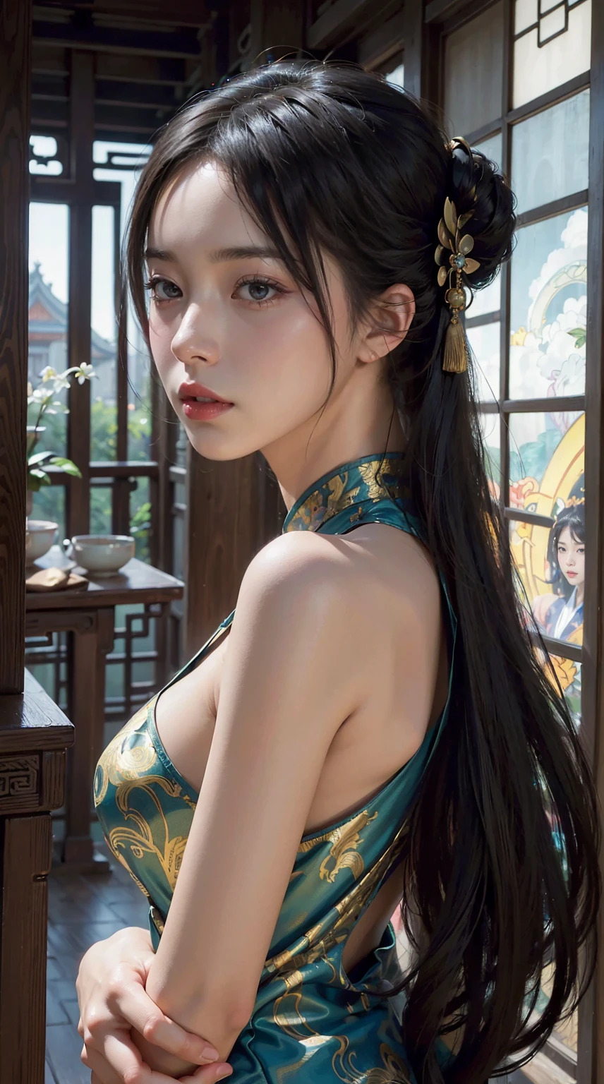 ((s whole body)), samdoesarts style award winning s whole body portrait of a beautiful woman, (((perfect feminine face)),((Ancient Chinese clothes)), ((Shable Hanfu)), observatory, intrikate한, ( Beautiful detail eyes),((Hairpins, Twisted head, double ball head)), (sunlights), Shadow graphic illustration, digital art, Trends on ArtStation, Very detailed, Fine details, intrikate, Artgerm and Rutkowski and Alphonse Mucha Art,