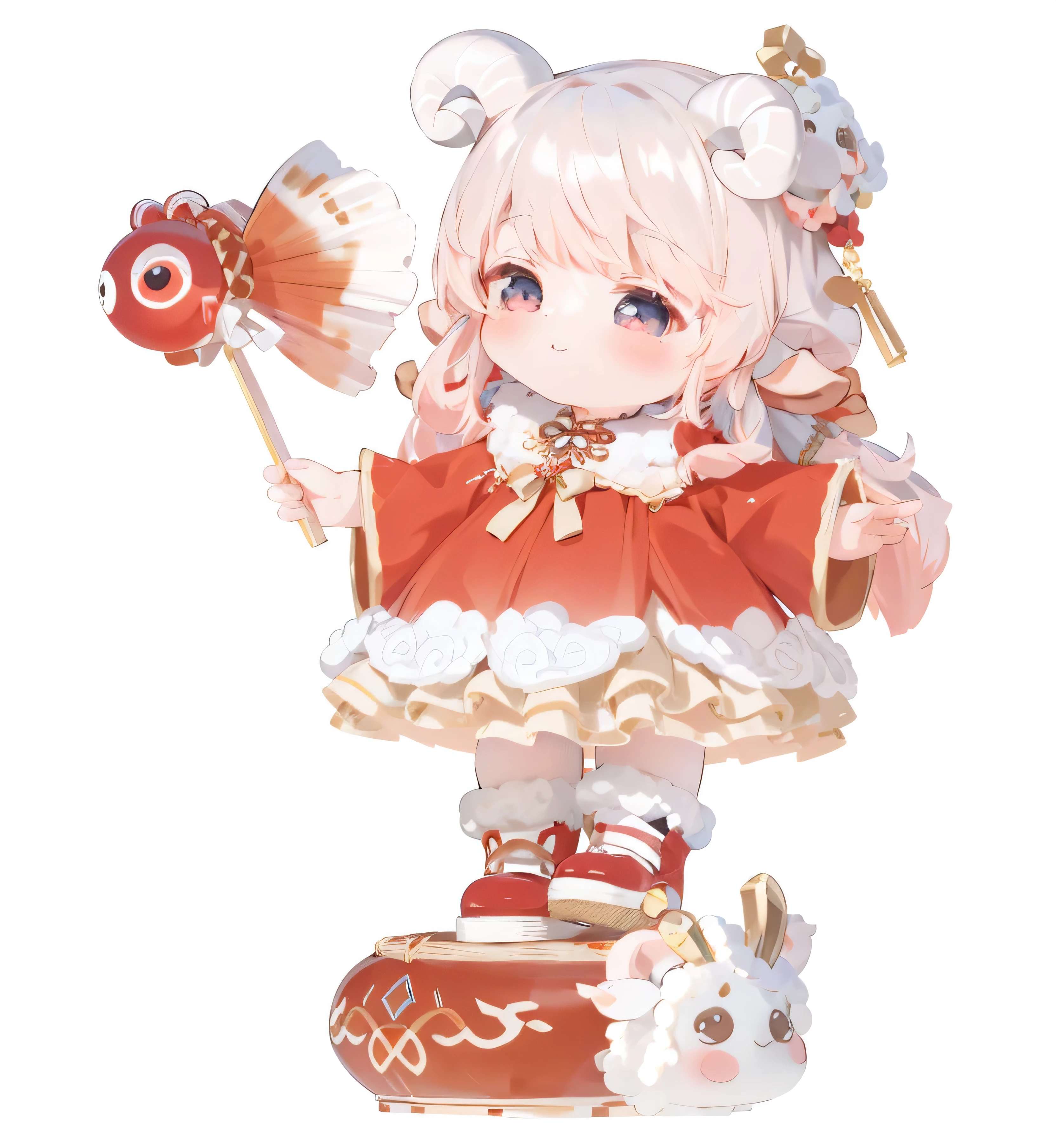 sheep horns ,lolita cute character, ,loli pictures,lalafell, sheep horns小萝莉女孩, 2d,Two-dimensional,,Celluloid,k hd,8K,,,structurally correct ,Q version is very cute,Chinese elements,ancient wind,Unreal Engine5,gold fish,