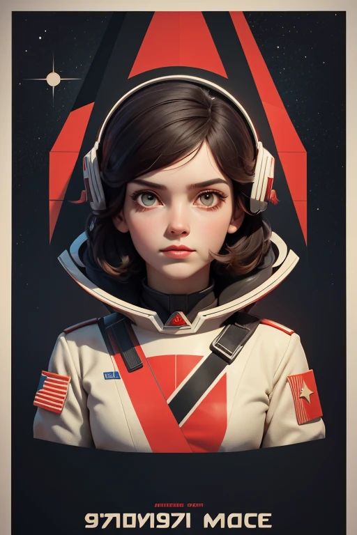 Masterpiece, Best Quality, 1 Girl, Space Thriller Movie Poster, Bauhaus, Shape, Line, Abstract, Constructivism, Soviet, red_star, communism_propaganda