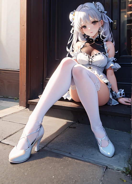 ta anchor with white stockings and high heels，Gel coat