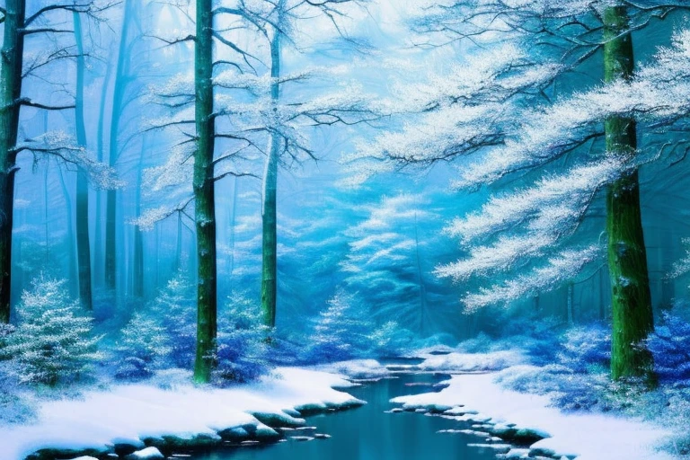 A dark forest with a stream running through it, Winter Art Concept, anime Background art, Background art, Snowy forest, Snowy forest, Anime background, Lush anime John 8K Woods, Background artwork, Moonlit forest environment, Blue forest, in a Snowy forest setting, Winter forest, A quiet night scene in the forest, Inspired by Andreas Rocha, Moonlit forest, Snowy environment