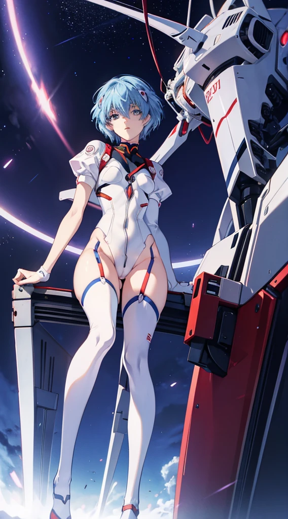 Neon Genesis Evangelion's Rei Ayanami,The upper part of the body,The face is delicate。 8k,The picture is of high quality,