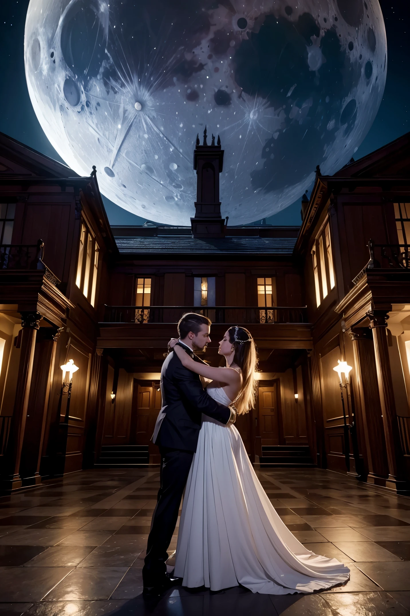 Your gorgeous European woman, enchantress aide, guards the Moonlit Mansion's secrets, weaving mystery and moonlight into an irresistible dance of ambiguity.