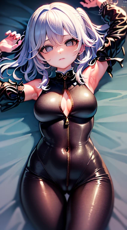 独奏、ultra fine photos、Unreal Engine 5 8K Ultra HD Tight Black Latex Portrait、(((Suit that zips open from neck to navel)))、Open clothing、Sleek black jumpsuit、black iconic character、smooth dark skin、blackbody、PVC、something black、Futuristic glossy latex set、rubbersuit、rubber belts、collars、rubber glove、Rubber high boots、Arm and leg cuffs、(((quality)))、(((masterpiece)))、 offcial art、Unity8k wallpapers、ultra - detailed、tack sharp focus、dynamicposeody parts、no extra limbs、Precise dissection、Beautiful big