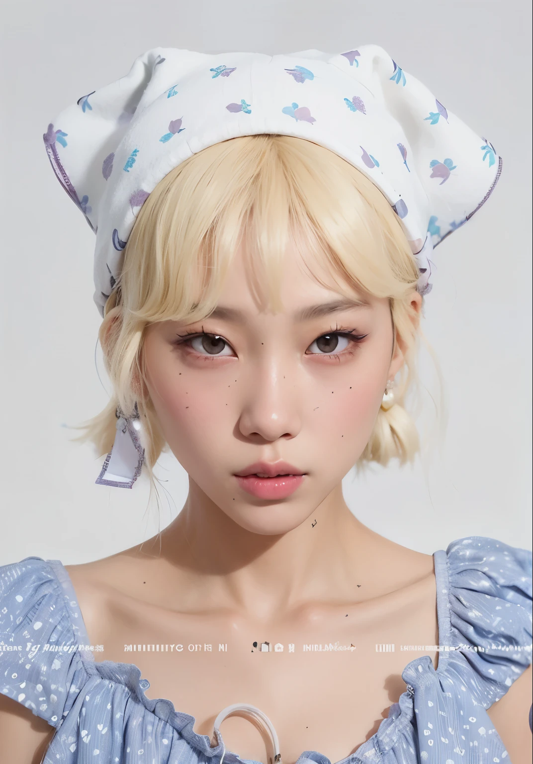 a close up of a young girl with a white hat on, lalisa manobal, taejune kim, jaeyeon nam, roseanne park of blackpink, yanjun chengt, lalisa manoban of blackpink, wan adorable korean face, white bangs, sun yunjoo, pale round face, park ji-min, popular south korean makeup, jinyoung shin