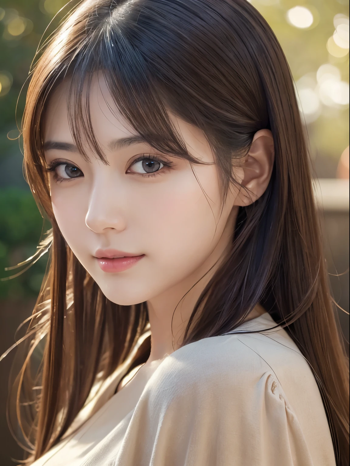 masterpiece、1 beautiful girl、detailed brown eyes、Puffy eyes、top-quality, 超hight resolution, (Realisticity: 1.4), cinematlic lighting、(japanes)、Asian Beauty、Super beauty、Medium hair、Beautiful skin、A slender、(Look at viewers)、(A hyper-realistic)、(hight resolution)、(8K)、(ighly detailed)、(beautifully detailed eyes)、(ultra-detailliert)、 (wall-)、A detailed face、Bright lighting、profetional lighting、