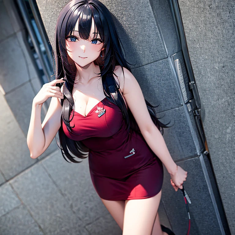 Black hair, large breasts, sexy