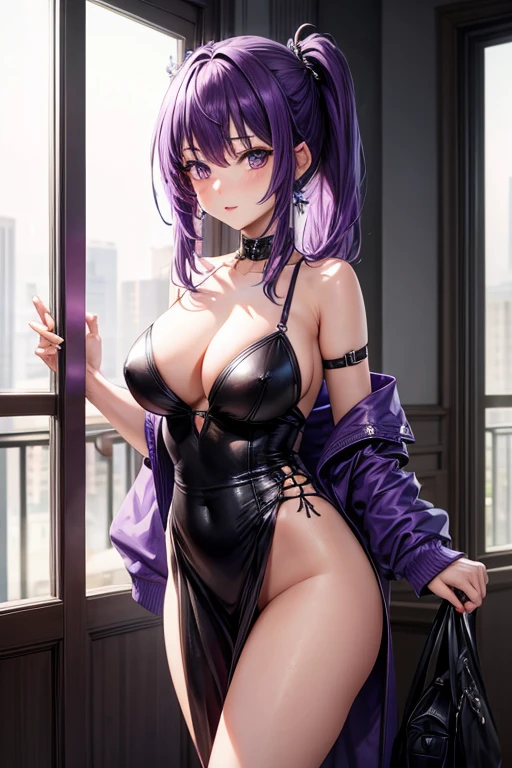 1girl, hot, purple hair, NSFW, high res, ultrasharp, 8K, masterpiece, looking at viewer