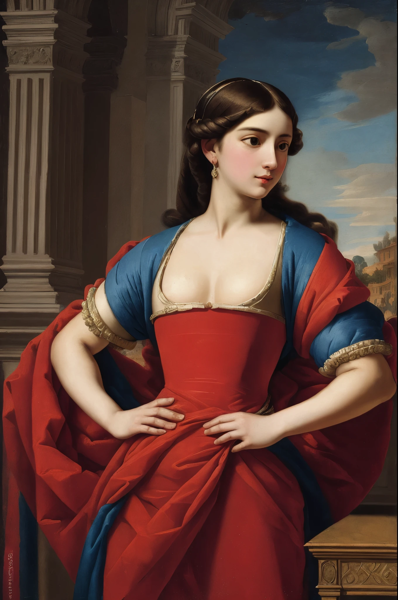 Young Ariadne ((style of Giovanni Tiepolo)), oil painting, colourful, 極端なディテール, ((tmasterpiece)), Complex Key, ((Single Shot)), Impression, perspective, 8k