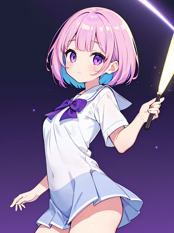 ((masterpiece、top-quality:1.5、a high chroma:1.5、ultra-detailliert、high-resolution illustrations:1.5、Ultra-high-definition CG、8k size wallpaper、offcial art))、,(highly colorful:1.5),(front view:1.5),(1girl),(pink hair),(Cute little girl:1.5)、(Shining purple eyes:1.5),(Beautiful face:1.5,Beautiful eyes:1.5)、(close to viewer:1.5),
(clearface:1.3)、(school uniform),(medium breasts:1.5),(cowboy shot:1.5),colourfull、