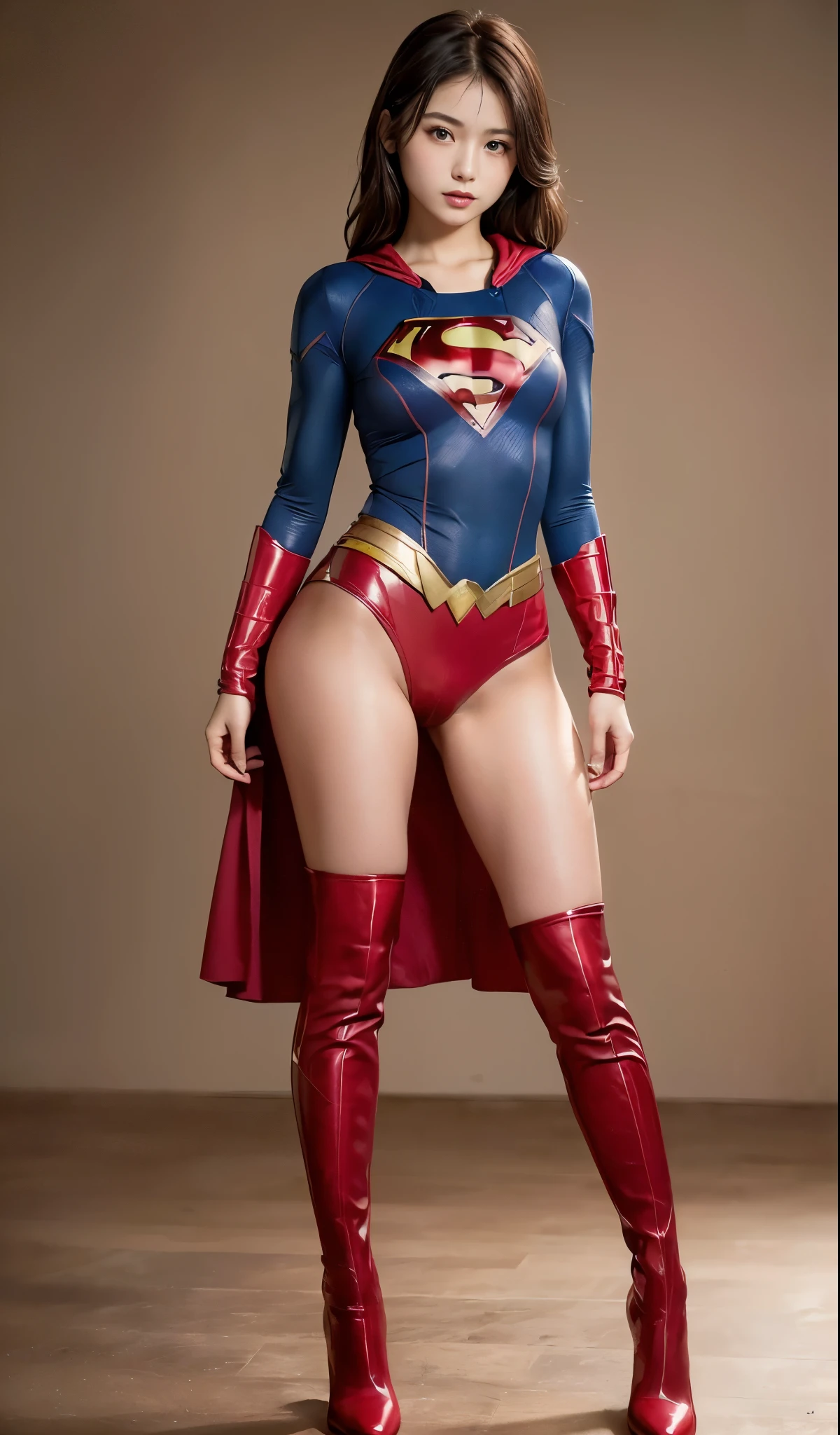 Are sleeping、lying back on、(((Wear black tights on your beautiful legs.)))、(((Grow legs、tall、Legally express the beauty of your smile)))、((((Make the most of the original image)))、(((Supergirl Costume)))、(((beautiful hairl)))、(((Suffering)))、(((Feet must necessarily be worn with black tights)))、(((You need to wear red boots)))、((Top image quality、8K))、((top-quality、8K、​masterpiece:1.3))、(((Keep Background )))、Crisp focus:1.2、Beautiful woman with perfect body shape:1.4、Slender Abs:1.2、a wet body:1.5、Highly detailed facial and skin texture、8K