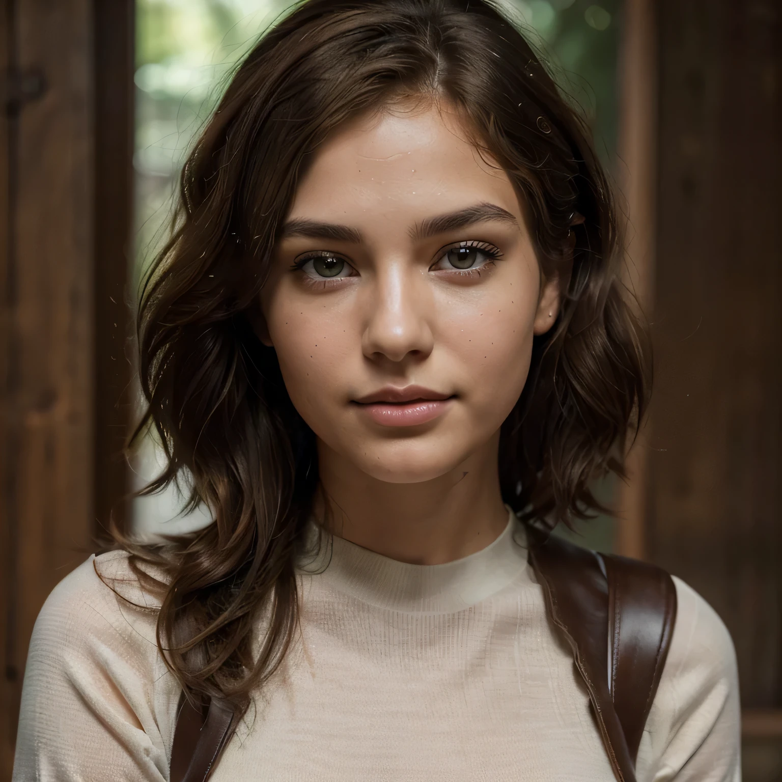 Breathtaking cinematic photo of a 18 year old girl with brown hair and light green eyes, little_caprice, happy, cheerful expression, closed mouth, beautiful lips, intricate details, shallow depth of field, highly detailed, high budget, epic Hollywood film, gorgeous, masterpiece, award-winning, professional, highly detailed, detailed skin texture, (blush: 0.5), (goosebumps: 0.5). (the most beautiful woman in the world) (brown hair) (short curly hair, wild hair, stylish cut) thin face, thin nose, beautiful, very beautiful, perfect face, slender body (slender), (brown hair) (brown eyes ) (white skin) Beautiful body, western face, predatory eyes, pink lips, thick thighs. full body, western beauty, thin nose, beautiful, perfect, ((best quality)), ((ultra resolution)), ((photorealistic: 1.4)), (intricate details), perfect face, makeup: 1.5 , clear face, facial details. front view ((uniform, tactical costume, agent costume, spy)), pink shorts, cute outfit, white t-shirt