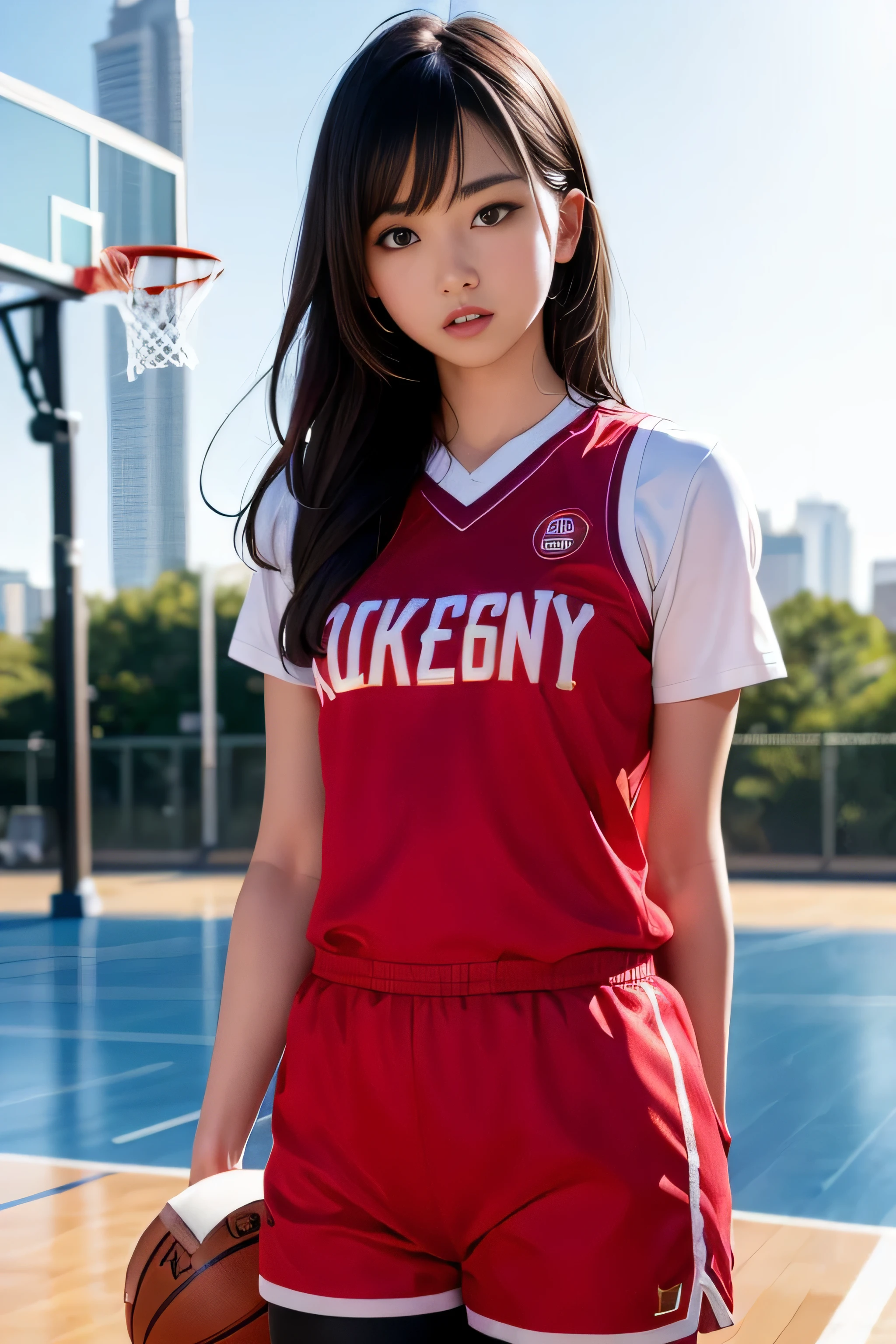 Woman wearing basketball suit which name is chivelii