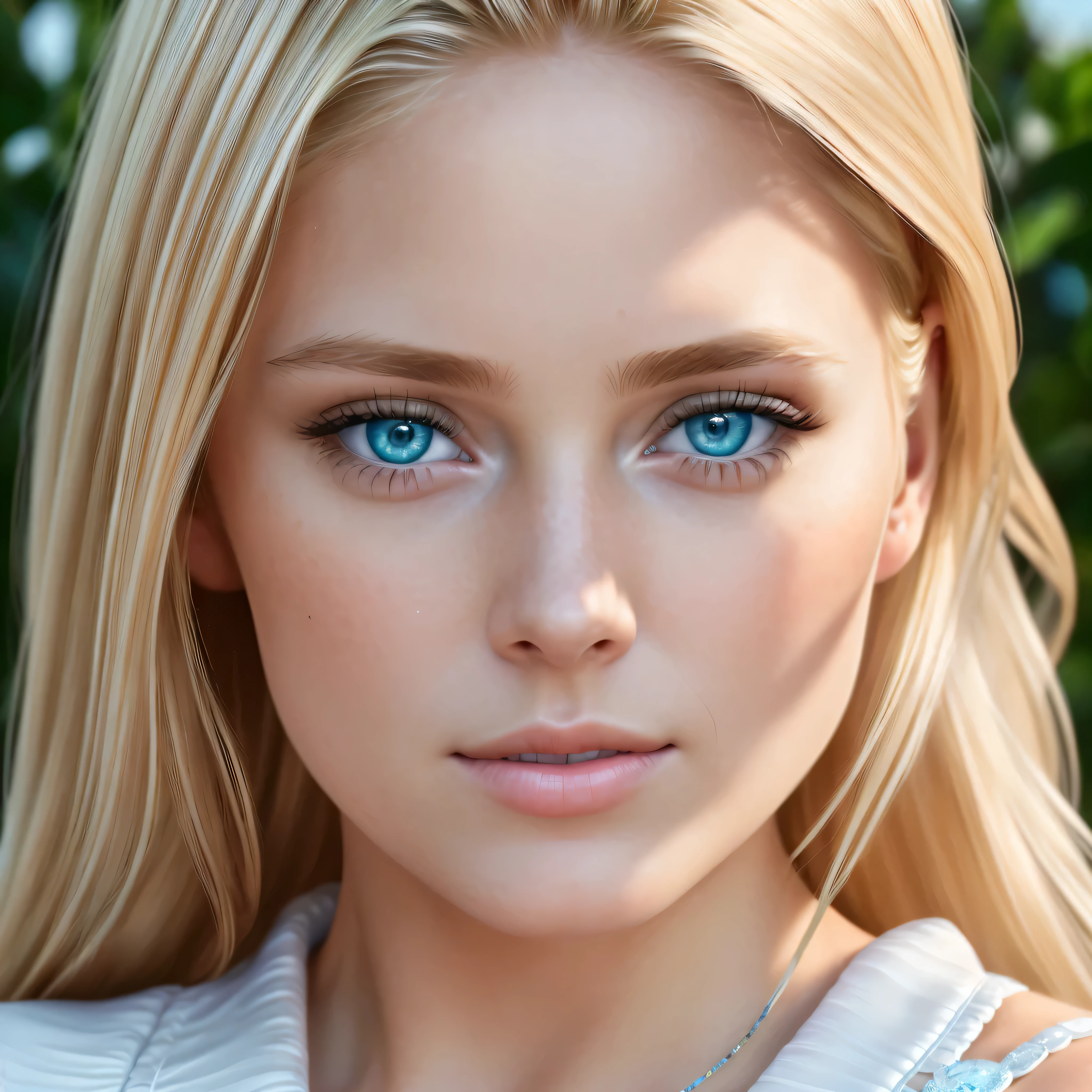 A  girl, волосами blonde woman, 8K, HD, Realistic. Beautiful, Highly detailed face. Realistic, HD, 8K, The dress is white, beauty s face, ((Realism)), extremely hiquality RAW photograph, ultra detailed photograph, sharp-focus, High Resolution, (detailed skin:1,3),hiquality, Film grain, Highly detailed, Movie, (photo Realism, Hyper-detailed character, dream-like, Realistic, Full-HD, HD, 8K, Beautiful lighting, Highly detailed, Highly detailed, (PhotoRealism:1.3), (1girl:0.999), (blonde woman (Lashes:0.609), (s face:0.631) Collected hair, Cyan eyes