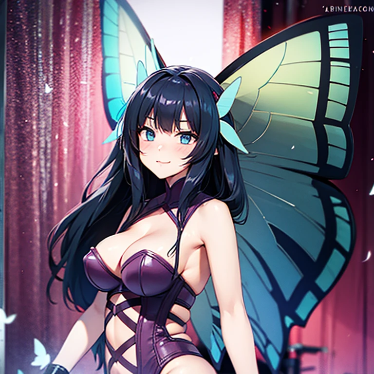 Black hair, , , butterfly wings