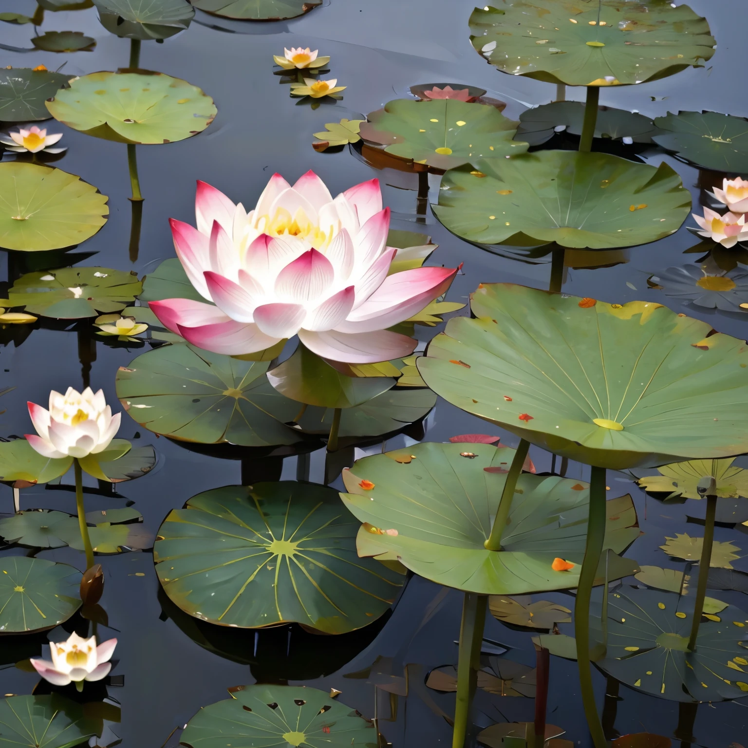 Lotus pond frog on lotus leaf