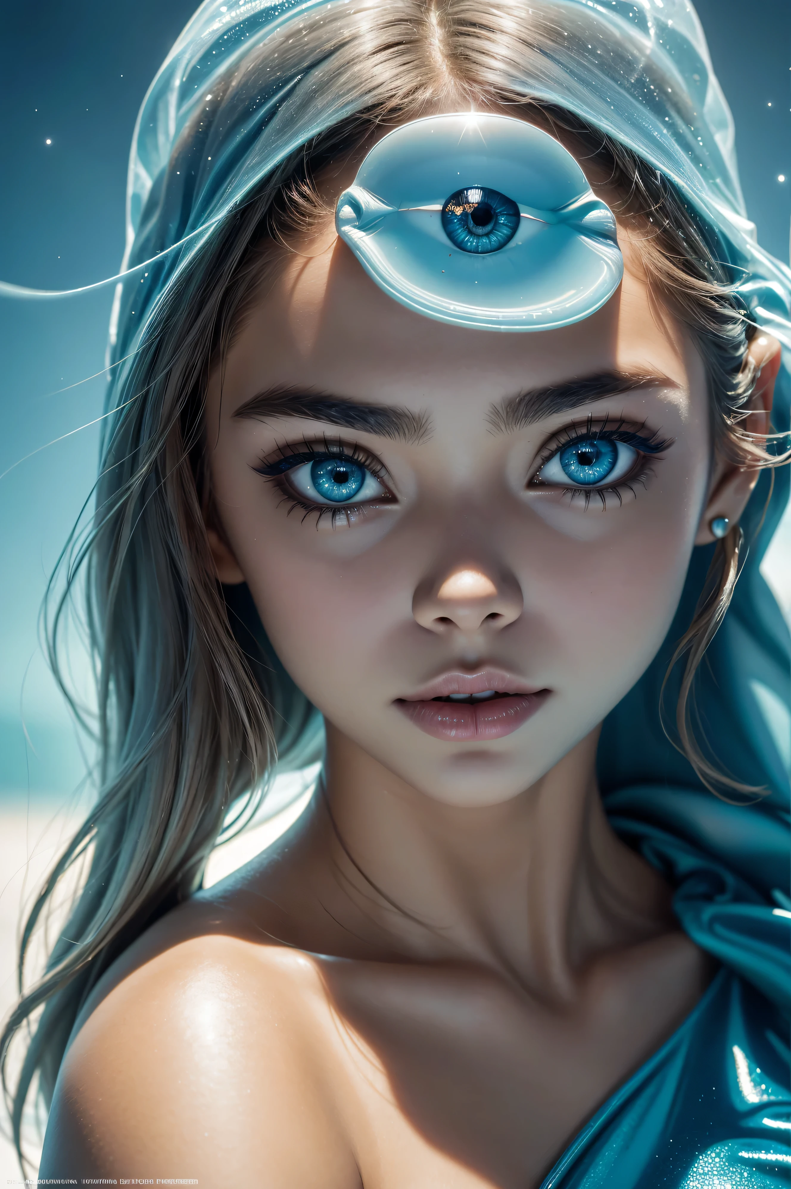 Sarah Hyland, wearing Dolphin costume sexy clothes transparent. professionally retouched, soft lighting, realistic, smooth face, perfect eyes, sharp focus on eyes, 8 k, high definition, insanely detailed, intricate, elegant. in a natural background.