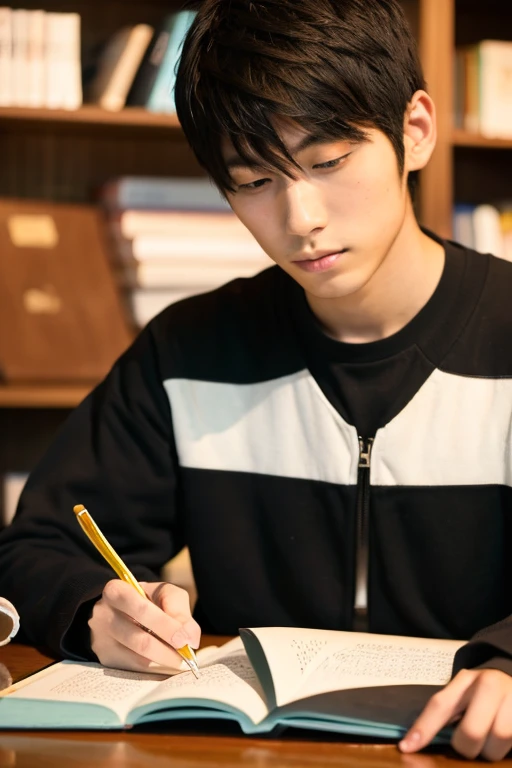 20 year old Japanese man studying,a handsome,