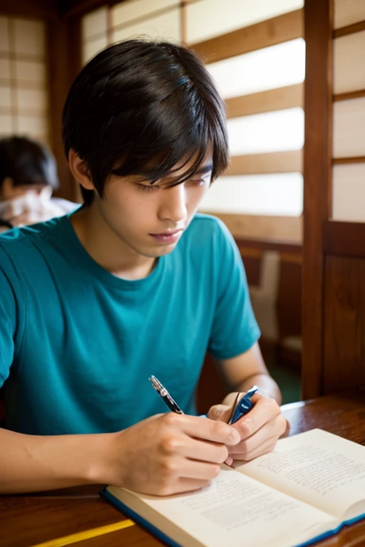 20 year old Japanese man studying,a handsome,