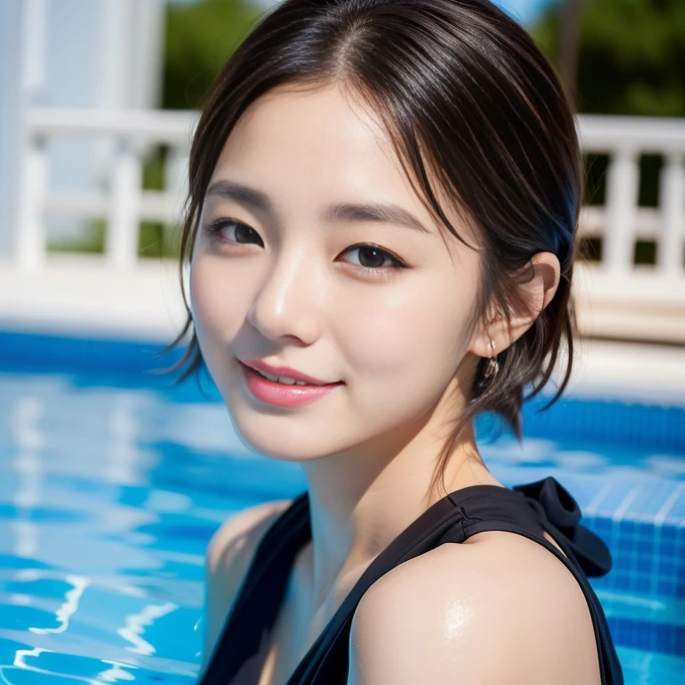 (HDR,8k, ultra high res, best quality, masterpiece:1.2), photorealistic,absurdres,(beautiful face),
a beautiful woman enjoying a night pool in Hawaii, crystal-clear water, tropical ambiance,
vibrant nightlife, realistic lighting, well-composed scene, sharp image, fine details:1.5, tropical trees,
serene night sky, stars, gentle pool lights, elegant swimwear, relaxed pose, joyful expression, natural beauty, luxurious resort vibe, reflection in water, subtle moonlight.,detailed face:1.1,depth of field:1.2, vivid colors:1.2, expressive eyes,genuine expression, high contrast,他
