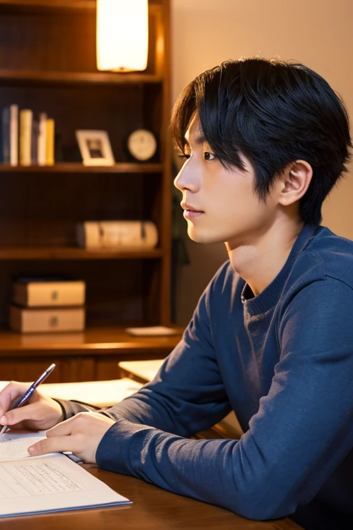 25 year old Japanese man studying,a handsome,japanese