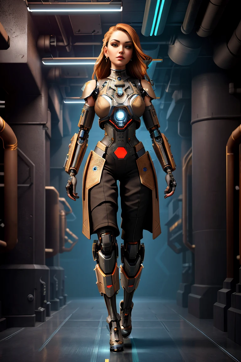 full body cyborg| full-length portrait| detailed face| symmetric| steampunk| cyberpunk| cyborg| intricate detailed| to scale| hyperrealistic| cinematic lighting| digital art| concept arjrny-v4 style