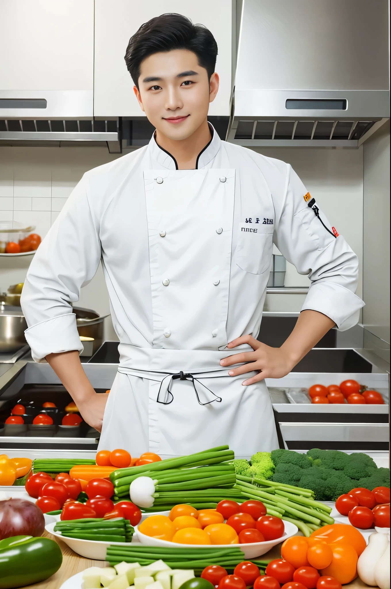 A male chef,Black hair Chinese,Realistic photos,Photography