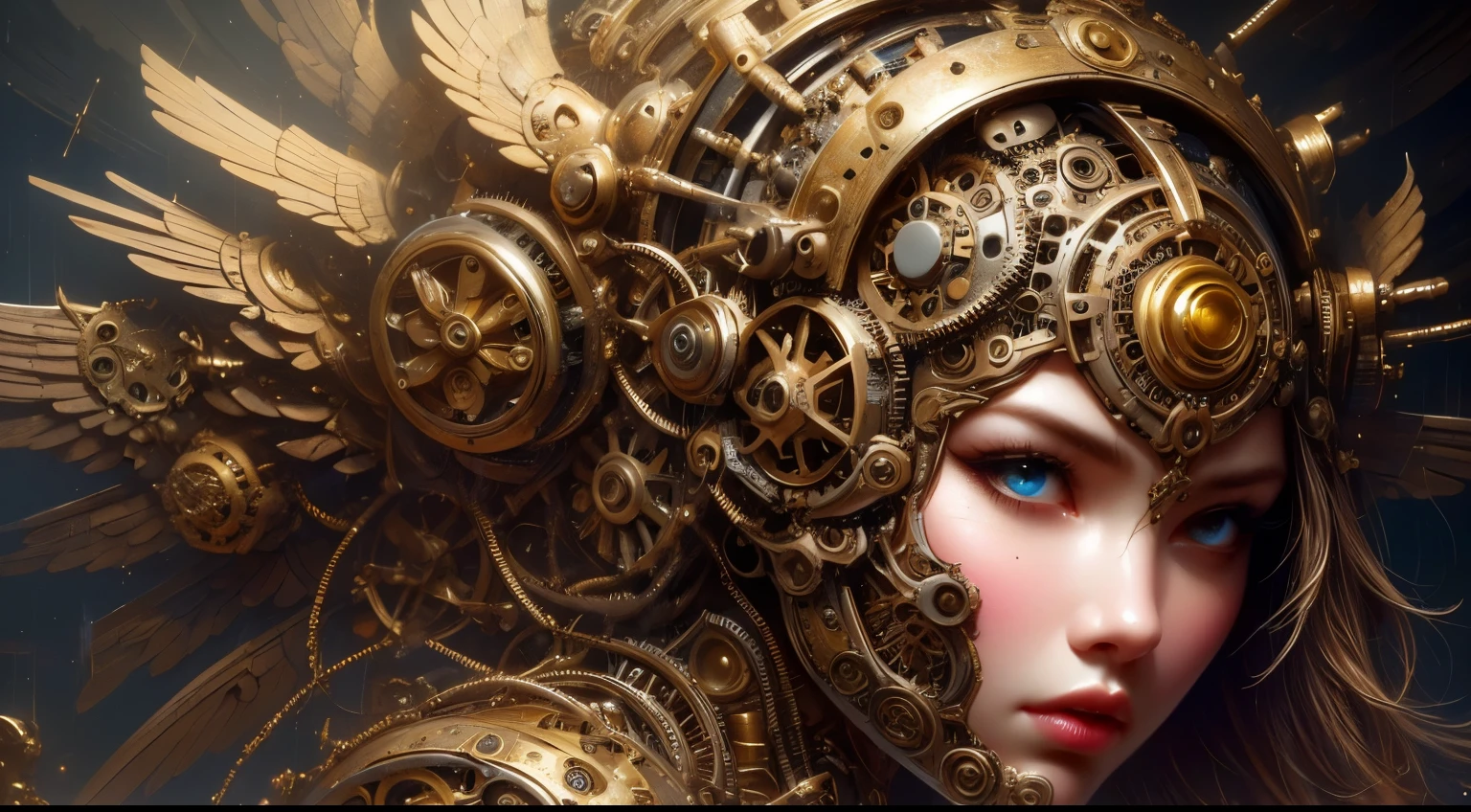 1girl,steampunk,gear,full body,lesbian,standing on your feet,(best quality,4k,highres,masterpiece:1.2),ultra-detailed,(realistic:1.37),HDR,UHD,steel materials,gears rotating,mechanical parts,engraved patterns,brass accents,elaborate costume,corset and bustle skirt,vivid colors,industrial setting,soft glowing lights.