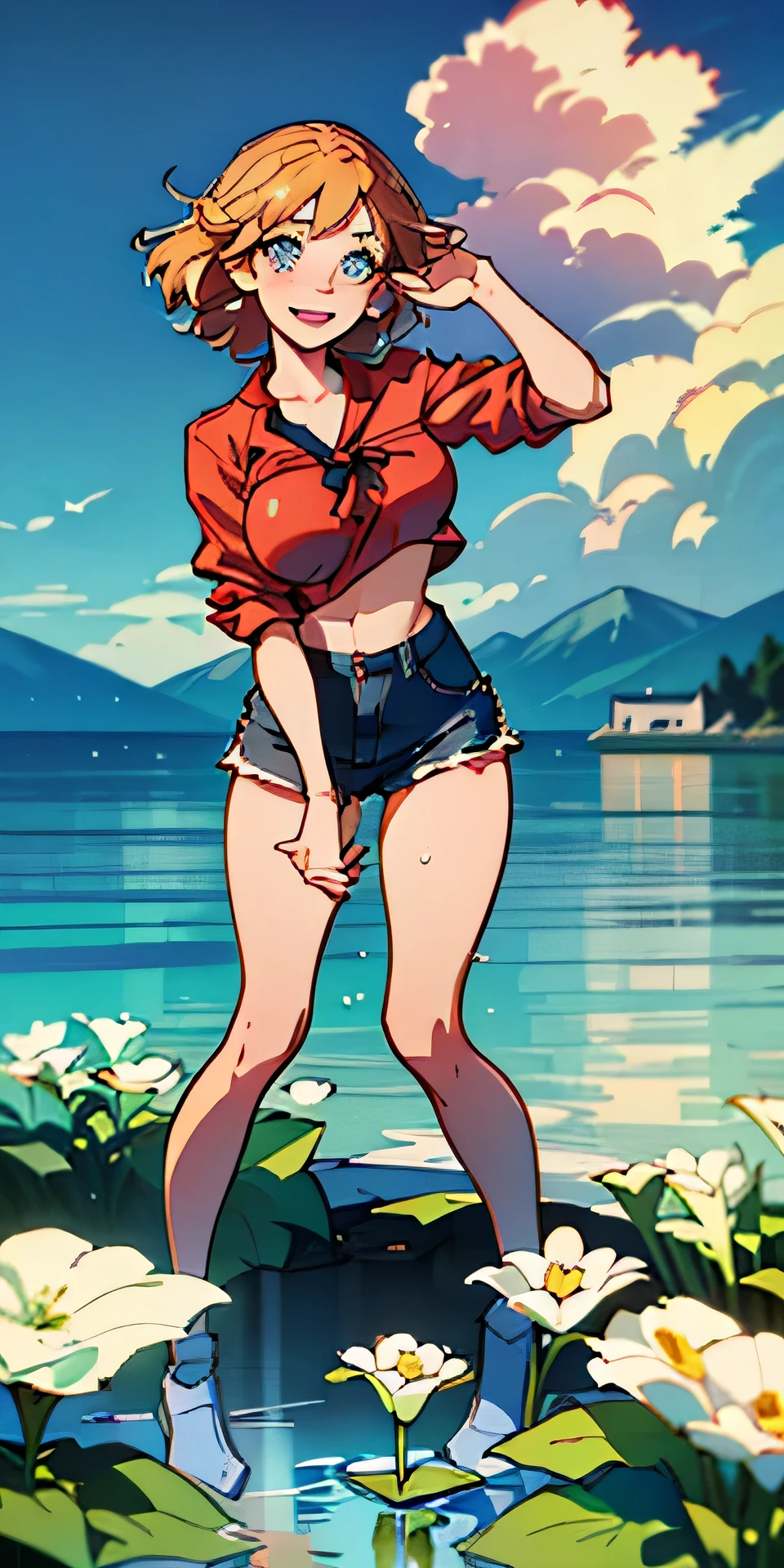 (best quality, masterpiece), 1girl, paw pose, smile, laughing, ocean, crop top, shorts, blonde, freckles, blush, looking at viewer, wavy hair, cloud, splashing, waves, sun, mountain, wet, 1girl in, ((masutepiece)),((Best Quality)),Ultra-detailed,illustratio,explicit,Beautiful body,Beautiful nose,Beautiful character design,Perfect eyes,Perfect face,Wallpaper,超A high resolution, 4K,Photography,((Beautiful, big breat)),(Beautiful face:1.2),Beautiful legs, Shiny skin,anime screen cap,official style, 1girl in, Solo, Sunnyday,Daytime, Looking at Viewer, POV, Detailed eyes, Complex hairstyl, wide eyed, Crazy smile, POV cowgirl, Sweat, flying sweatdrops, I&#39;m looking at you, pov, in a living room, natural breast, , mature woman, nudity, exposing herself, erotic posture, (touching her pussy), ((pressing her nipples)), (opening her pussy with her fingers), naked, full body., (undressing), ((detailed pussy)), fingering