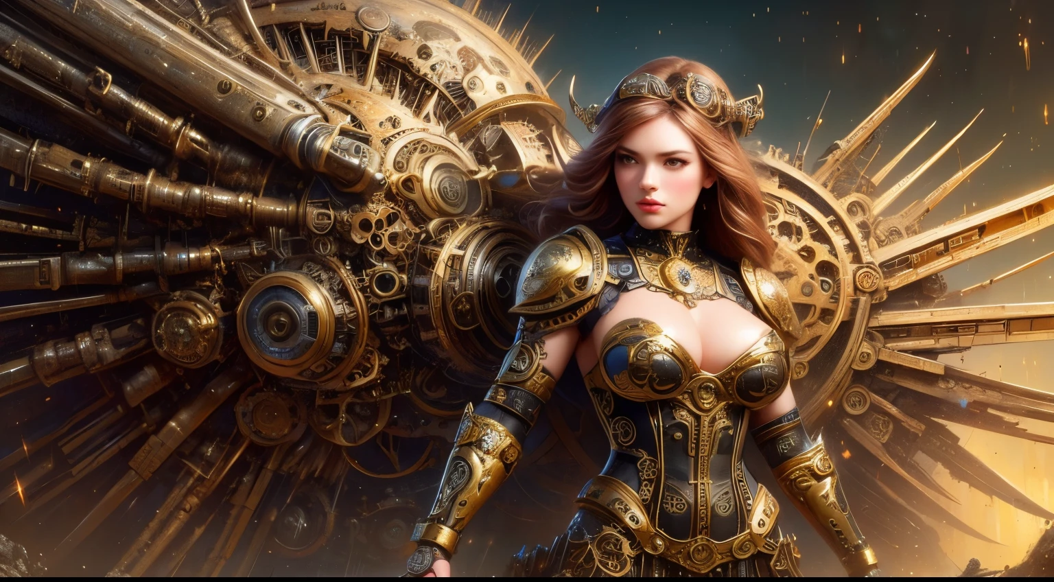 there is a woman in a dress standing in front of a spaceship, hyper - detailed visionary art, inspired by Clint Cearley, portrait of royal princess, anamorphic lens flare, movie promotional art, juan gimenez, bluray image, james jean aesthetic, hyper realist, detail shot, 2070s, theron --auto --s2
