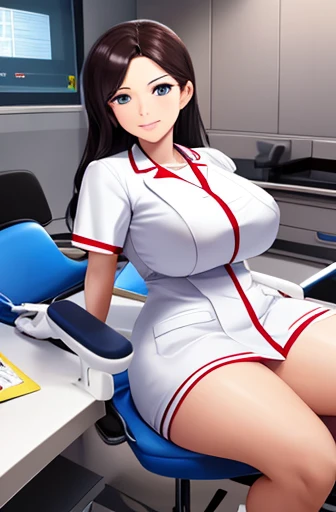 ,nurse uniform,hospital, latex nurse suit,nurses,busty,elbow gloves,labcoat,silverhair woman,azure eyes , gigantic boobs ,medical instruments,asian nurse,two nurses,speculum,examination room,oversize boobs, ,big ass ,strap on, lay on table ,legs spreaded,giving birth,gyno chair , dentist,Milf,