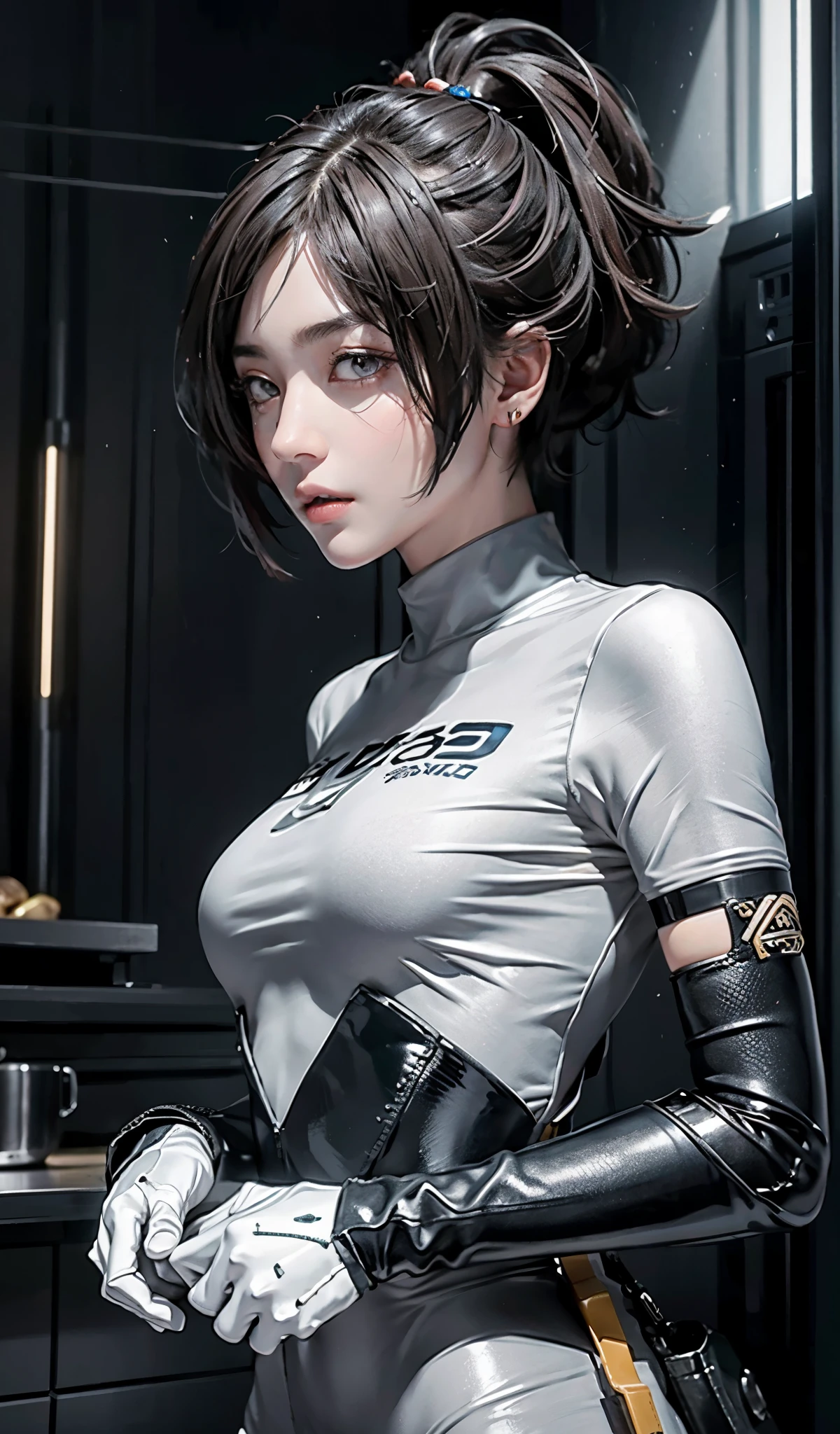 1boys, brunette color hair, short detailed hair, With gray eyes, 詳細な目,Alone focuackgound, malefocus, Alone, Permanent, Cheng Zhenyu, sportrait,, (tmasterpiece:1.0), (Best quality at best:1.0), (8k wallpaper:1.0), (beautiful detailed face:1.0), (detailed Deep eyes), Deep eyes,looking at viewert,