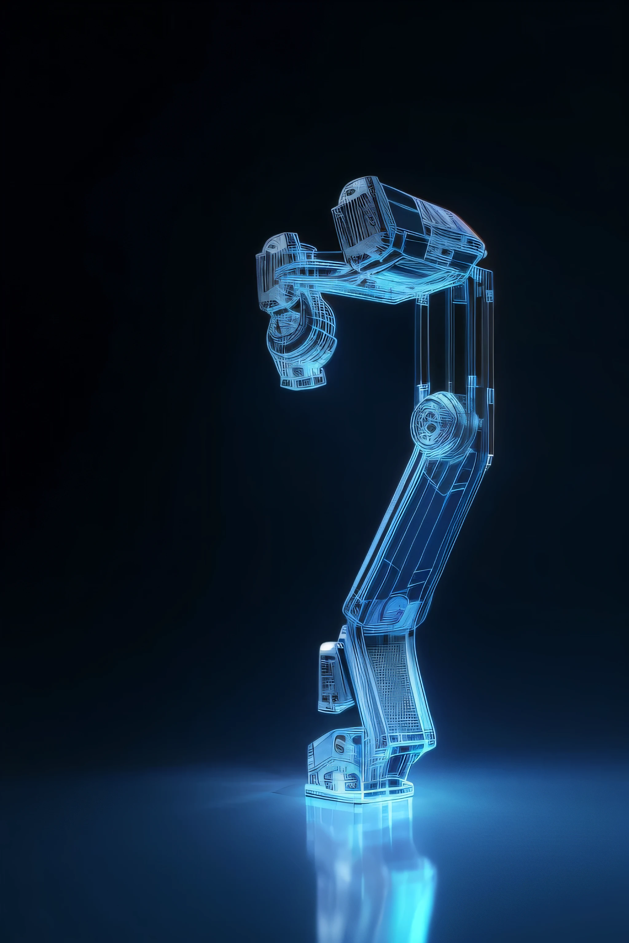 a close up of a droid arm with a blue light, industrial droid, droidic arm, one arm of the droid body, droid arm, realistic droidic machinery, droid, computer generated, droidic, droid arm skeleton, Depicted as a 3D rendering, machine arm, droidic bionic technical, with a droidic arm, droidic arms, industrial droids, droidic limb, droidic parts