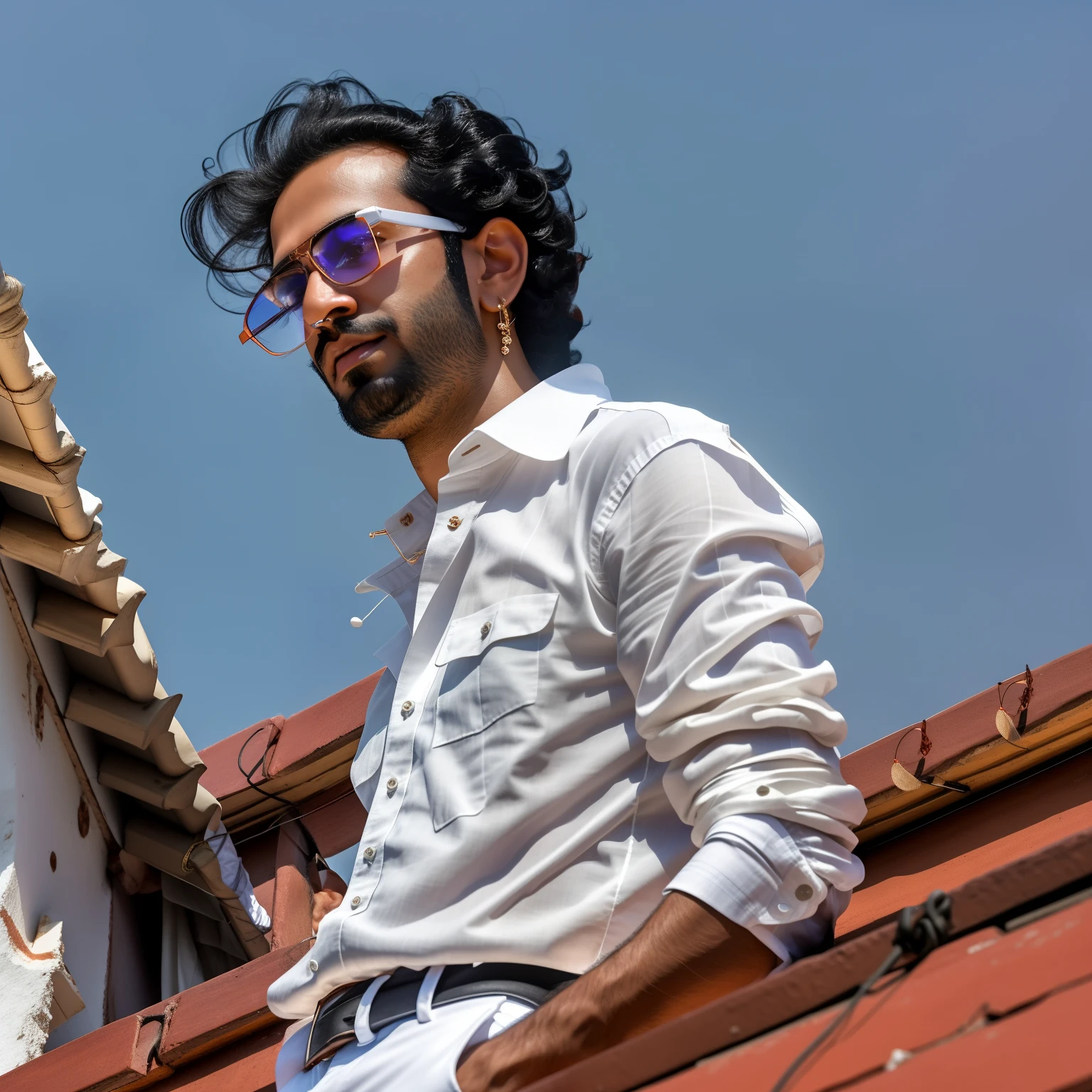arafed man in white shirt and glasses standing on a roof, inspired by Saurabh Jethani, inspired by Kailash Chandra Meher, vastayan, photo taken in 2 0 2 0, portait photo profile picture, very very low quality picture, kyza saleem, by Saurabh Jethani, candid picture, jayison devadas