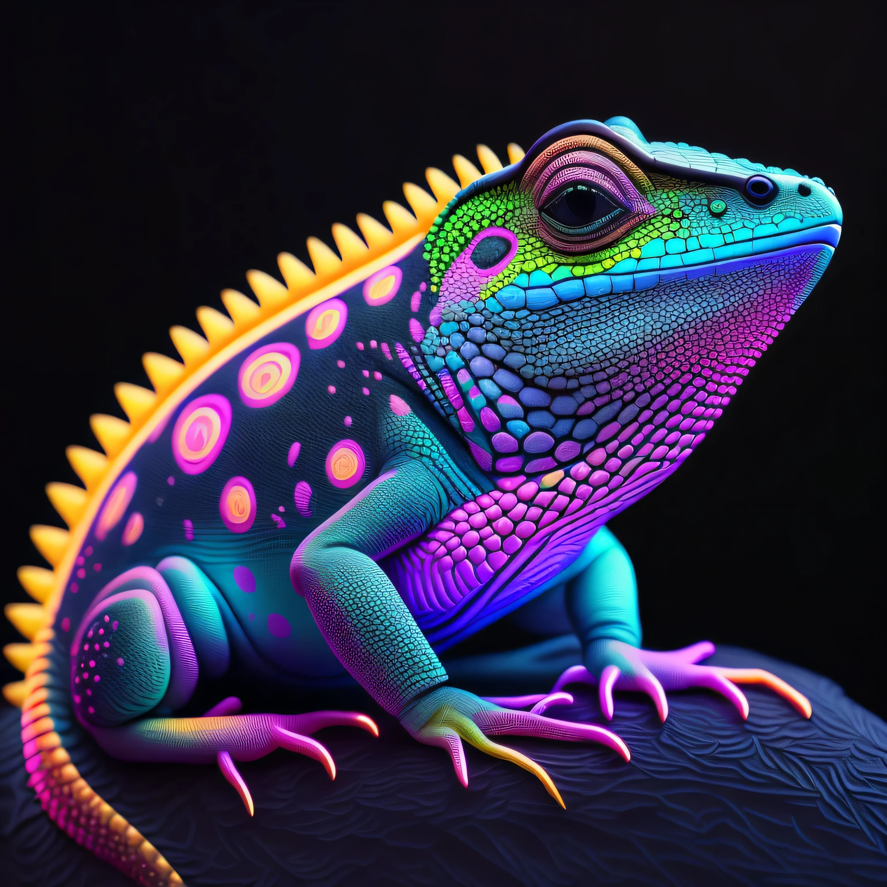 intricate and colorful, (digital painting:1.2) neon lizard, bright neon skin, concept art, octane render, trending on artstation, neon-noir background, iolibt, vfx, Blender and Photoshop, octane render, excellent composition, cinematic atmosphere, dynamic dramatic cinematic lighting, aesthetic, very inspirational, arthouse,(dark plain black background:1.4))