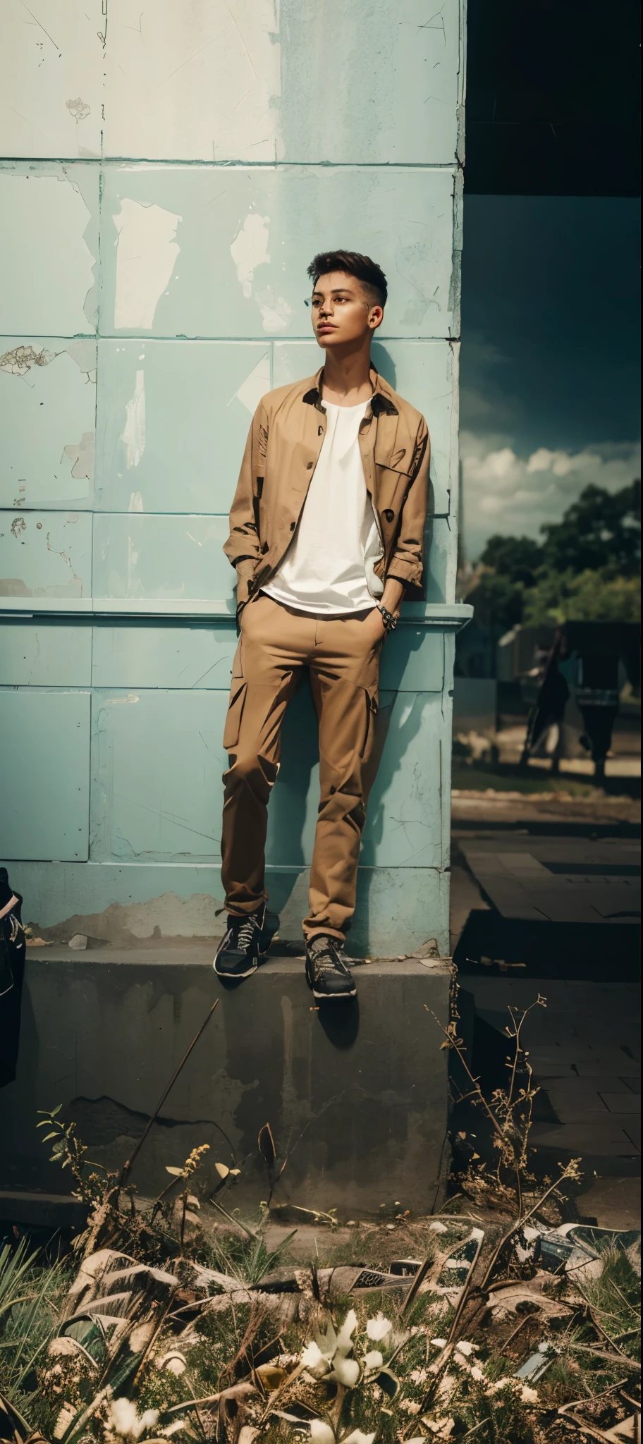 Cyber punk background futuristic handsome boy 4k quality image with futuristic clothes