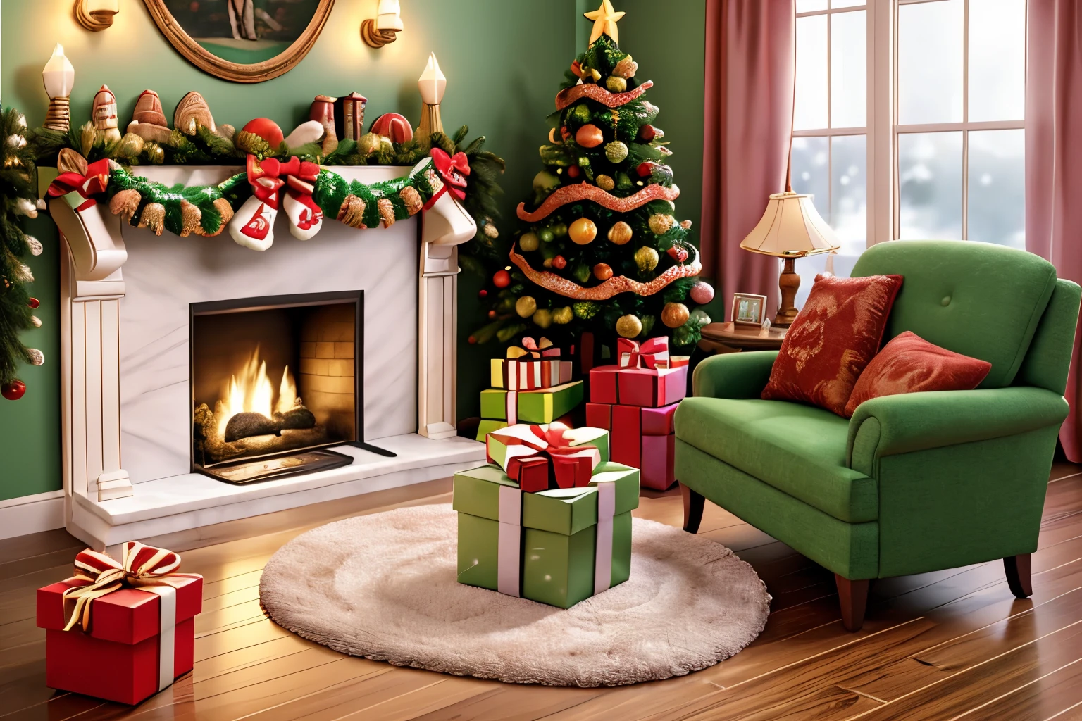 Christmas poster design。Lovely Santa。Merry Christmas.