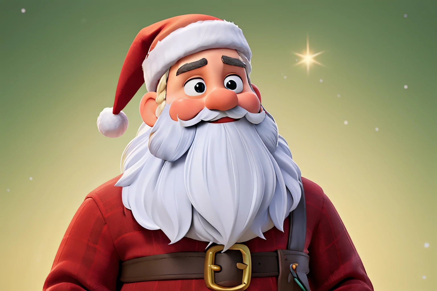 Christmas Santa Claus with white beard,many christmas gifts.Christmas photo frames, Green decoration, golden center space for text,Merry Christmas, hyper HD, 8K