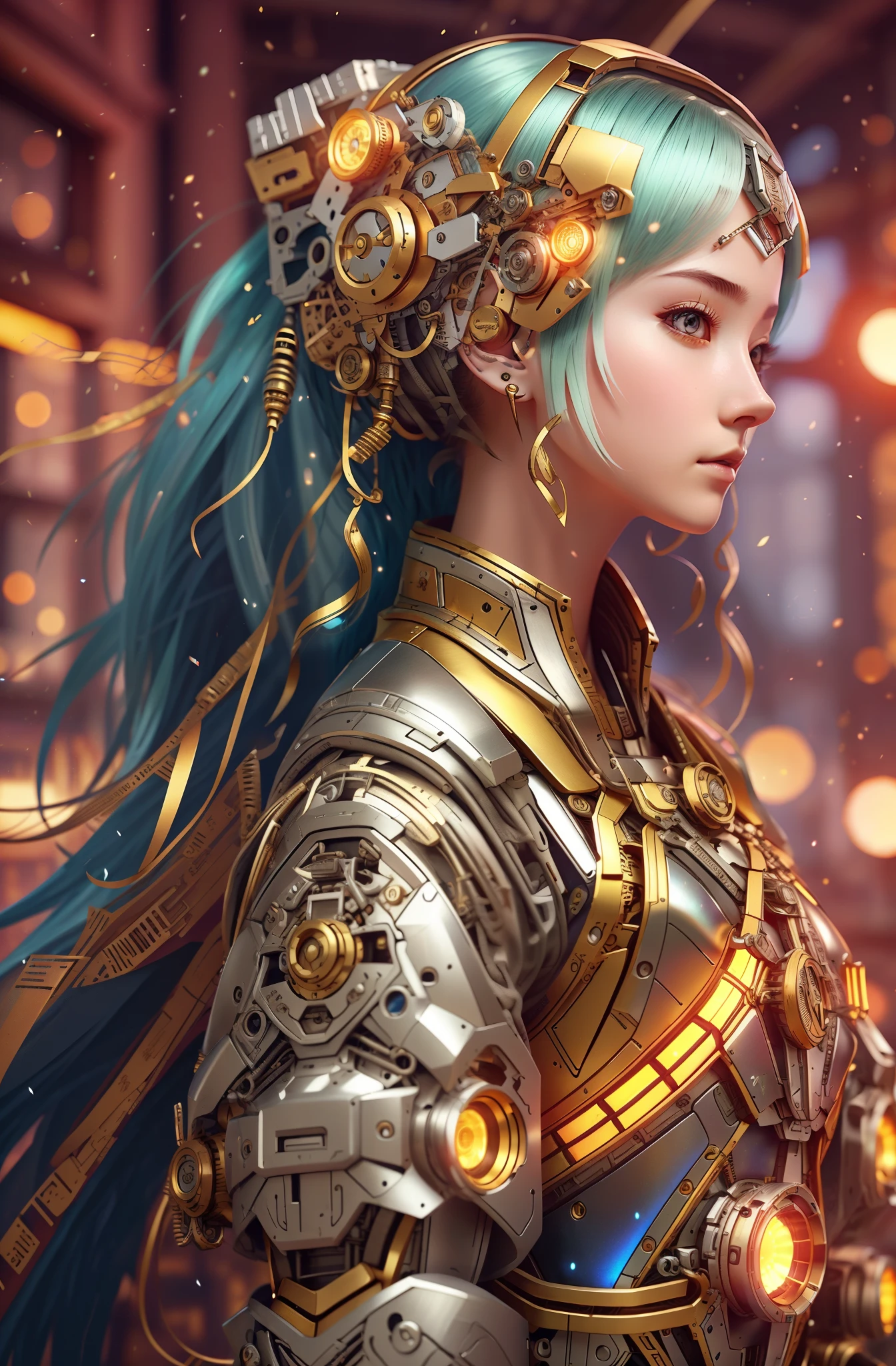 Beautiful mecha sci-fi girl,Pretty metallic headband jumpsuit,ultra - detailed,HighDynamicRange,hyper HD,studio light,超精细Uniformity,Focus sharp,Physical rendering,Extremely detailed description,professional,vivd colour,The background is blurred out,like a dream艺术,Uniformity,like a dream,hyper realisitc,电影灯光,Colorful lights,3D,Octagon rendering,Meticulous and complex,Complicated detailest quality,8K,A high resolution,tmasterpiece)