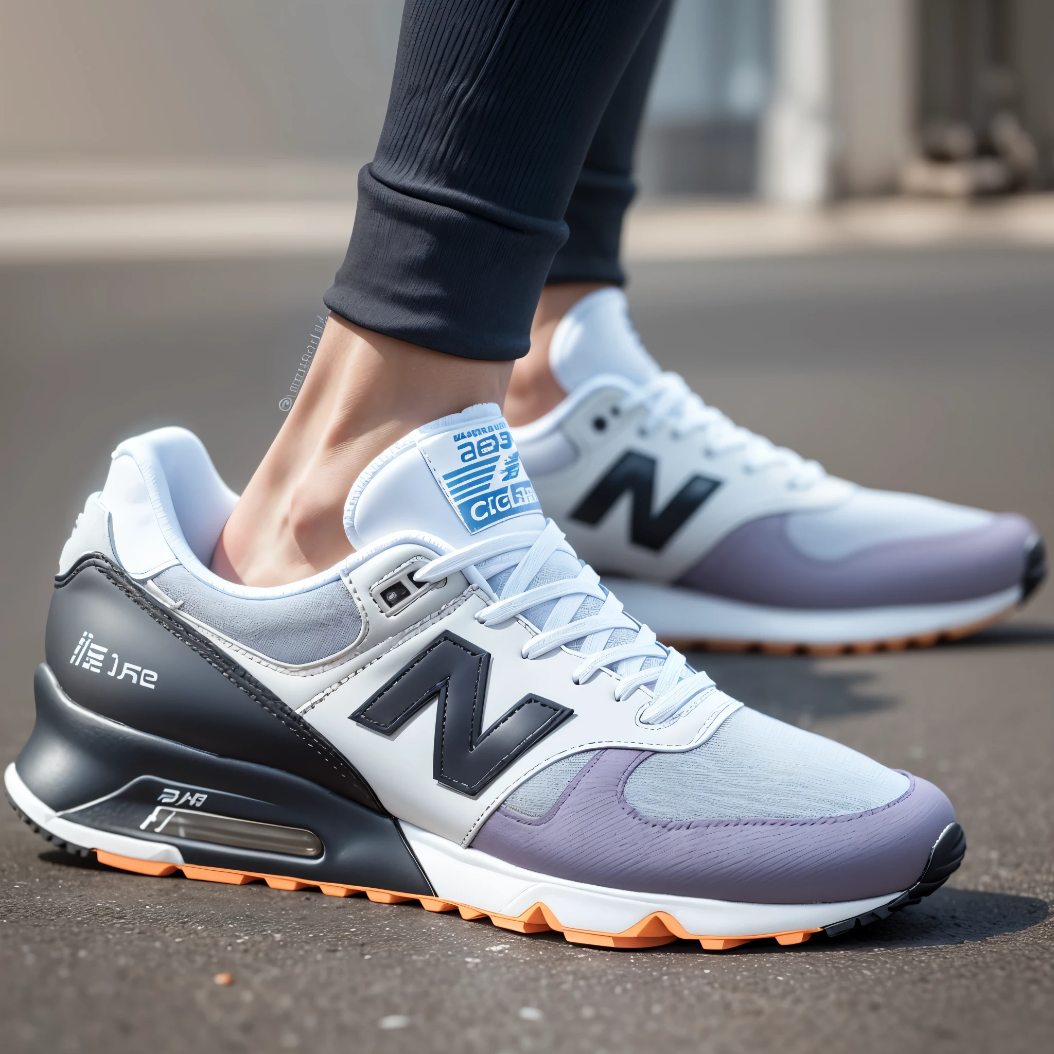 new balance jogging shoes, futuristic design, white body, airmax air cushion, ultra-high definition products and details, realistic style --auto --s2