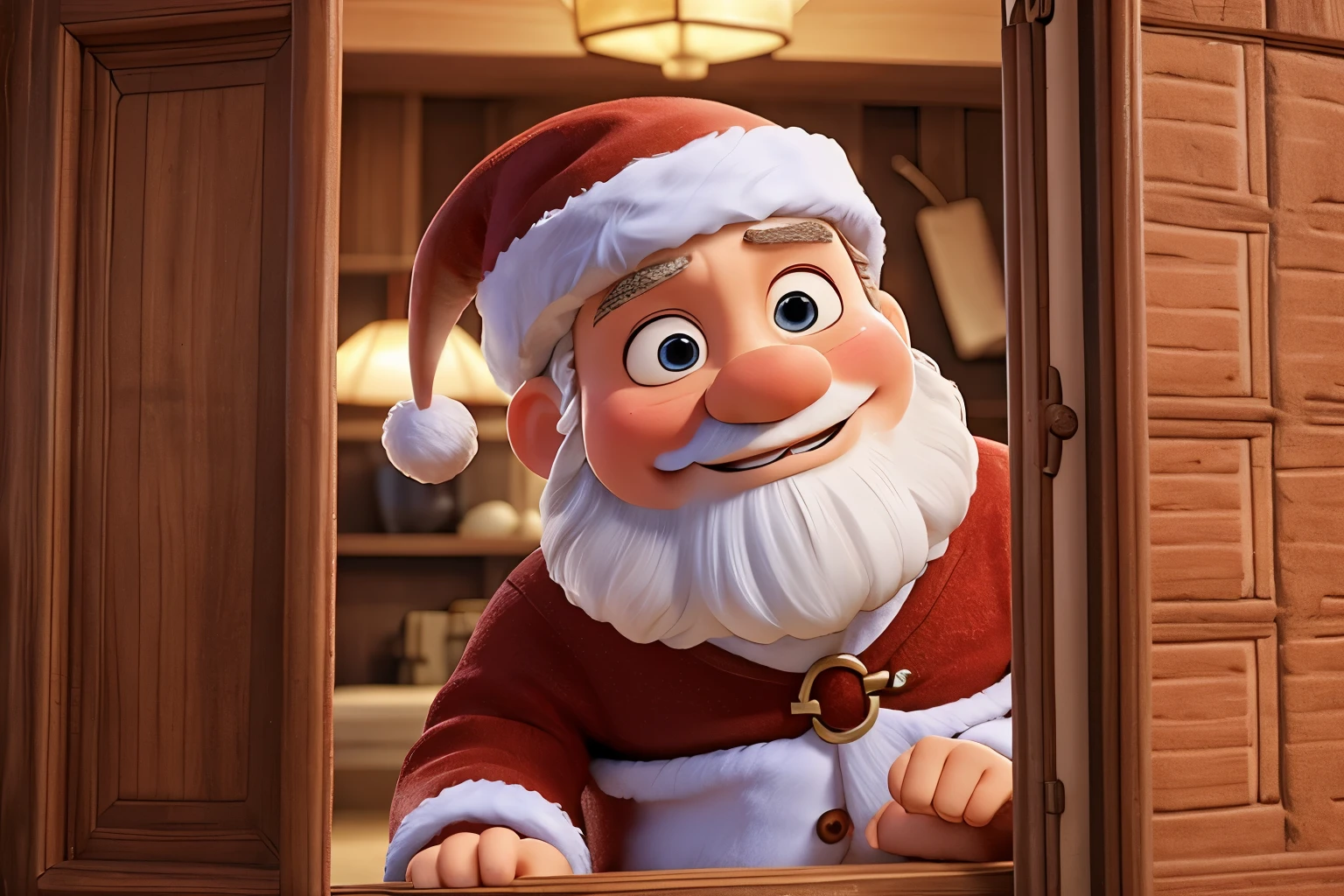 Christmas theme:1.37,Merry Christmas！Santa Claus at the door。White beard。