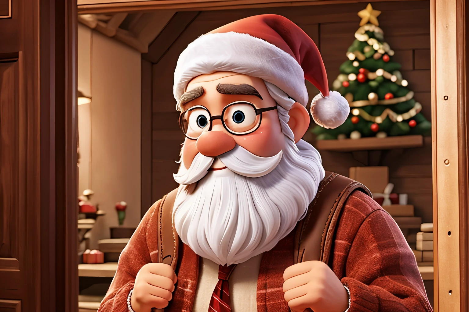 Christmas theme:1.37,Merry Christmas!Santa Claus at the door。White beard。