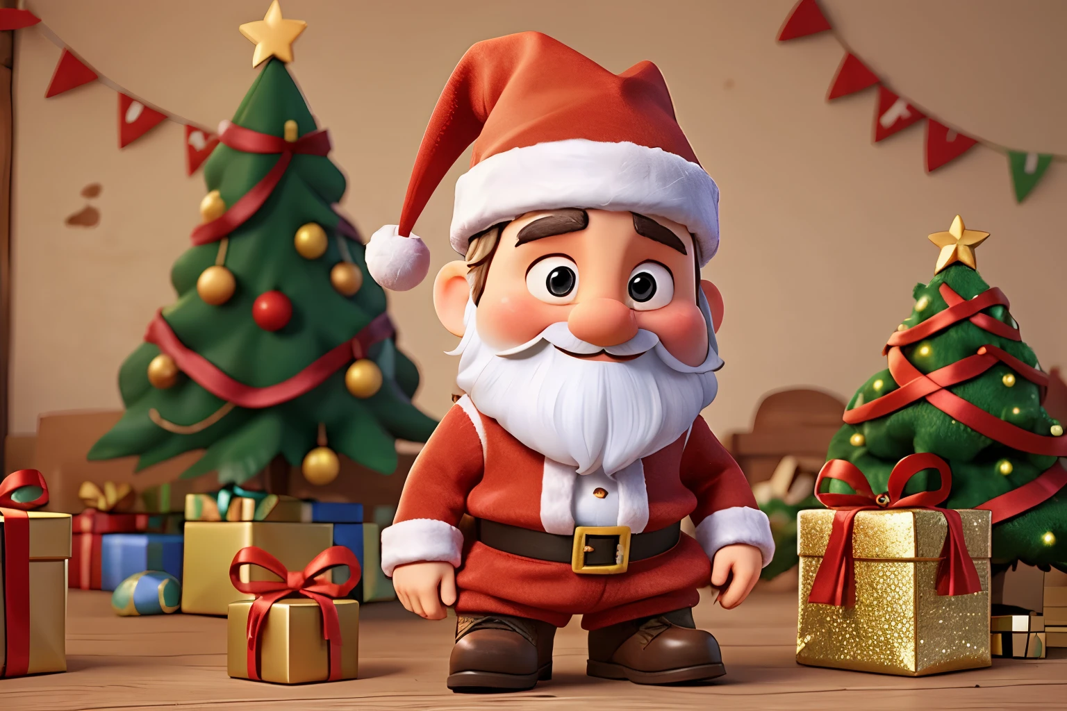 Christmas theme:1.37,Merry Christmas！Santa Claus holding gifts。crazy santa claus。