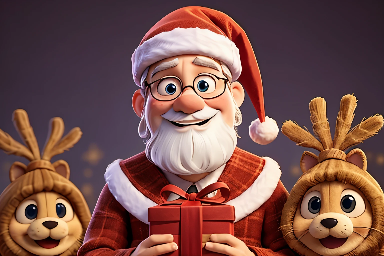 Christmas theme:1.37,Merry Christmas!Santa Claus holding gifts。crazy santa claus。