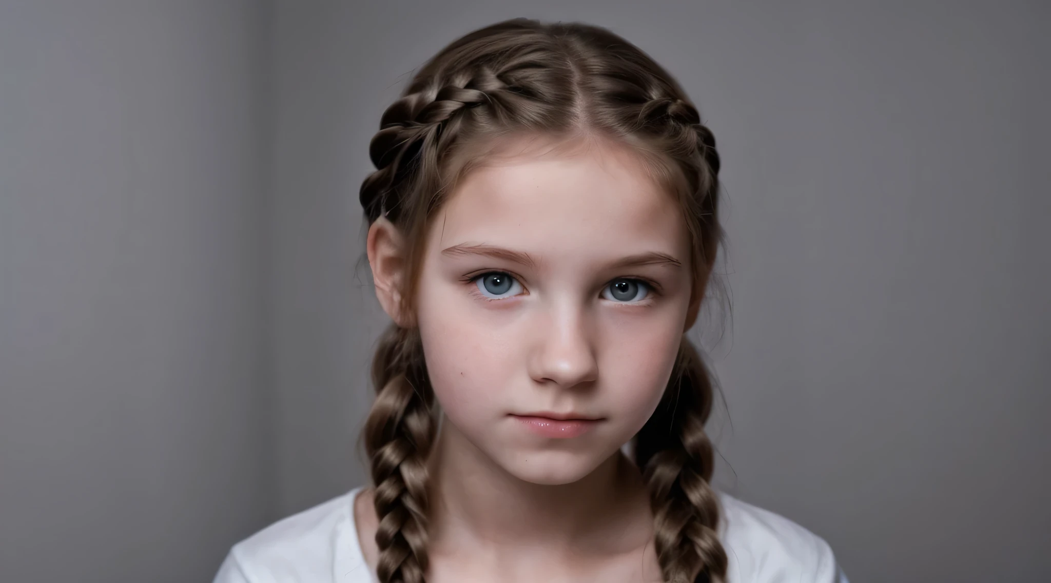 ((Masterpiece, Superb, Super Detailed, High Resolution)), solo, beautiful girl RUSSIAN CHILD IN BRAIDS , bright eyes, perfect eyes, years, black and white gold theme,