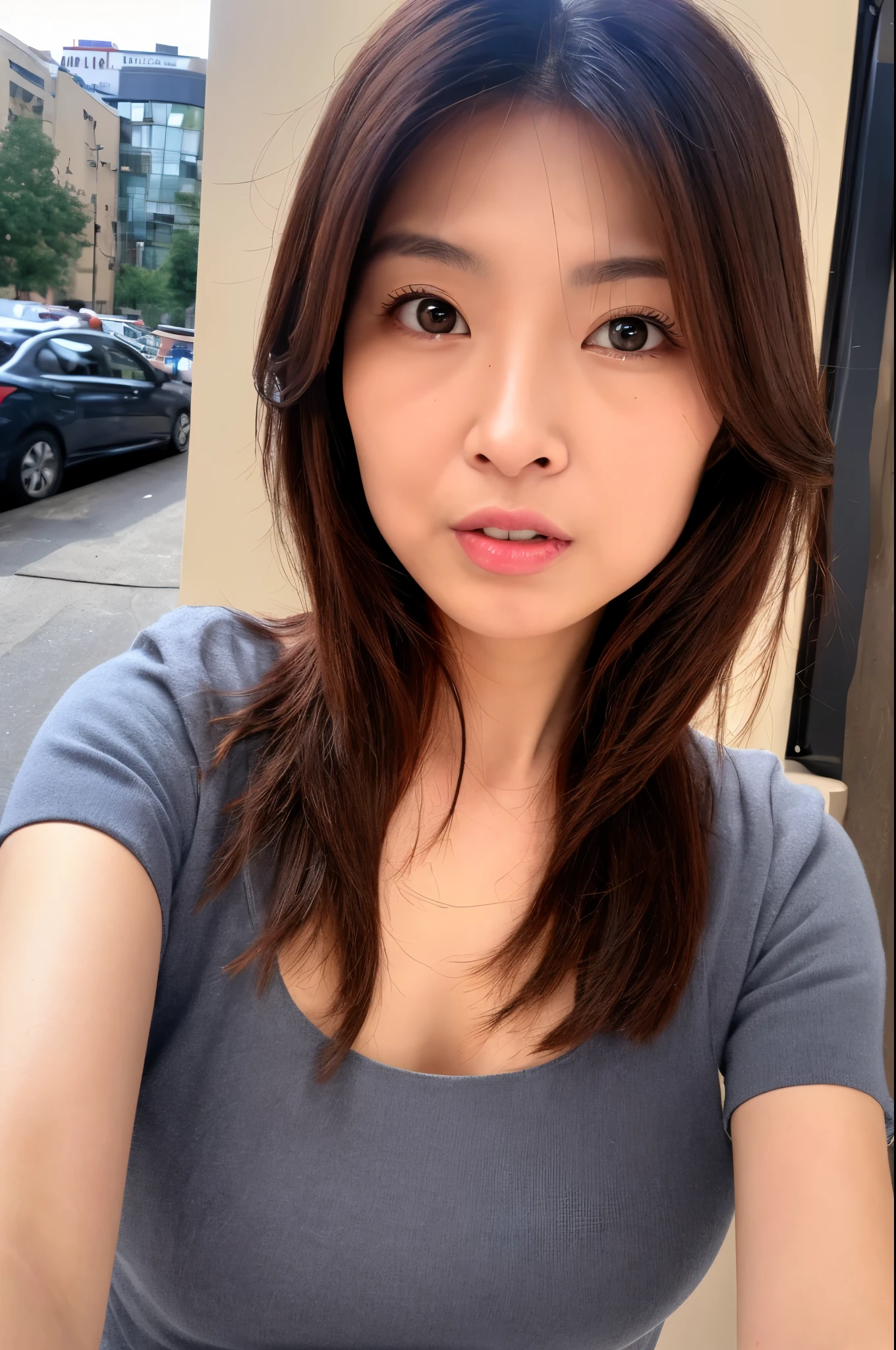 (High reality photograph, high resolusion, detailed face, detailed eyes) Skinny Japanese lady, 40 years old, cute face, various face expression, various hair style, skinny figure, small breasts, very thin waist, wearing tight clothes, emphasizing skinny waist, full-body photo