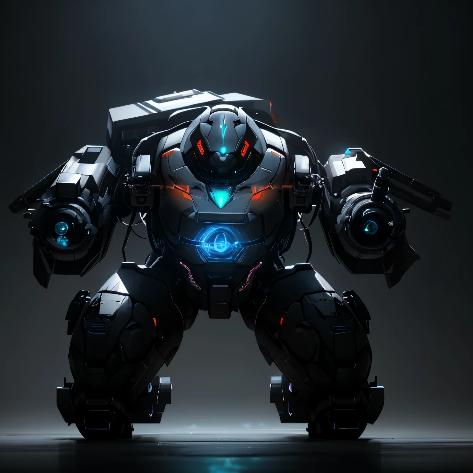 a close up of a robot with glowing eyes and a gun, wojtek fus, robot concept art, beautiful robot character design, 3 d octane render conceptart, hard surface concept art, mech suit, mech robot futuristic, cyber mech, mech body, mech, mech concept art, concept design art octane render, pacific rim jaeger, high quality digital concept art