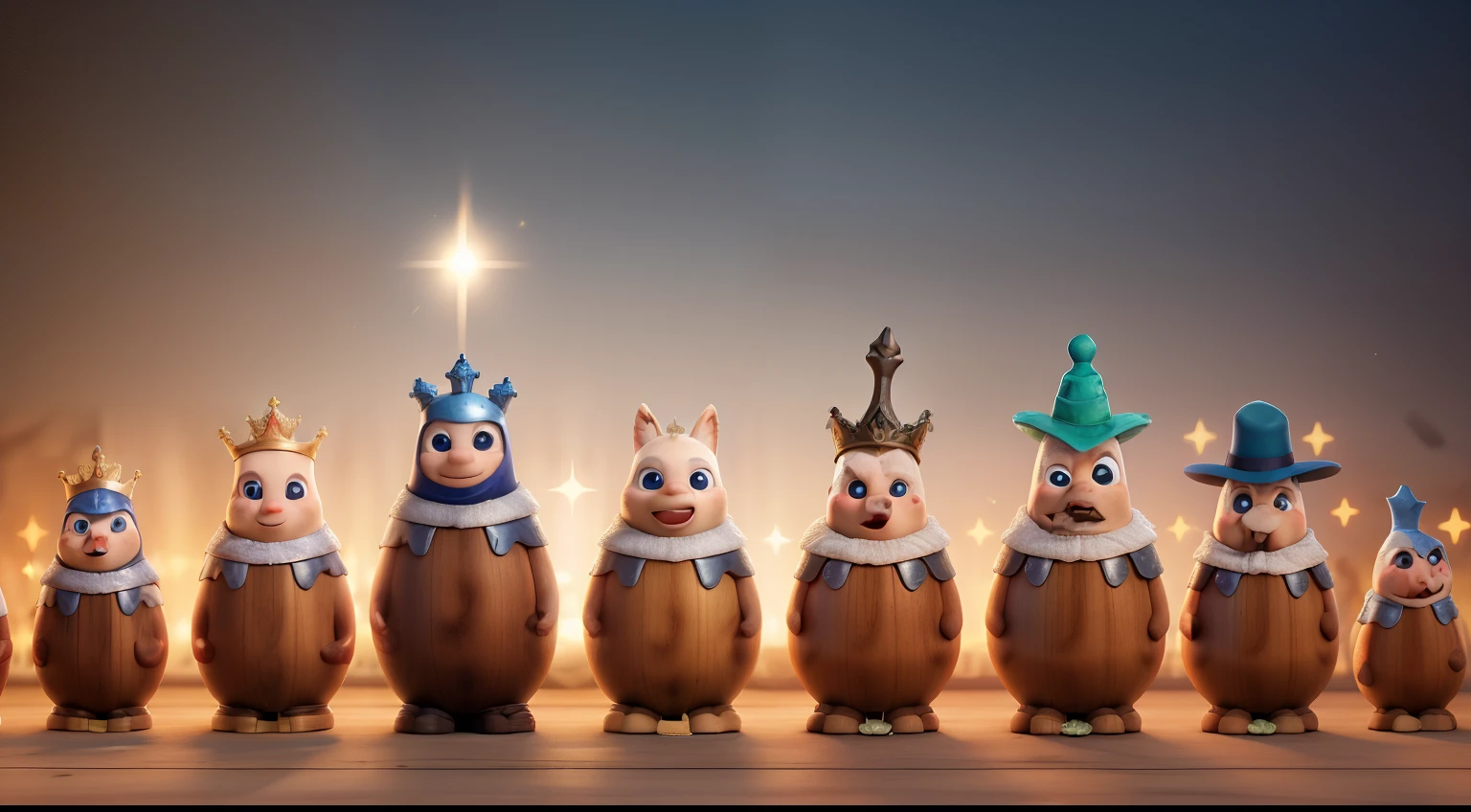 A row of pawns at the edge of the board, metamorphosing into the queen, knight, or other pieces, shown with mystical light and sparkles surrounding the transformation.. ((best quality)), ((masterpiece)), (detailed), perfect face
